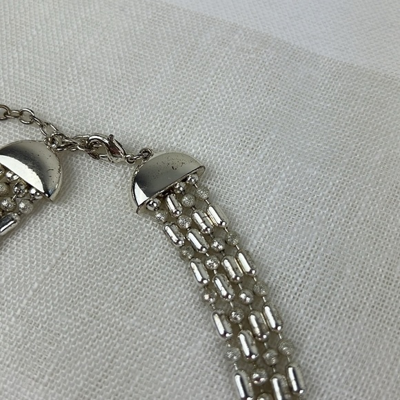 Vintage Napier Necklace Multistrand Silvertone Chain Adjustable 4 Row Signed - Picture 3 of 7